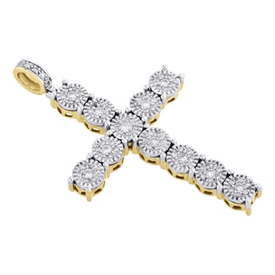 Pre-owned Jfl Diamonds & Timepieces 10k Gelbgold Original Diamant Kreuz Anhänger Wunder Set 1.80 " Charm 5/8 Karat