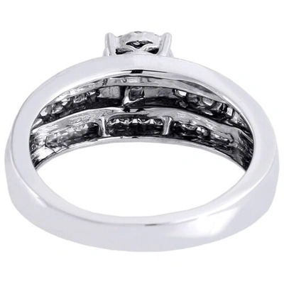 Pre-owned Jfl Diamonds & Timepieces Diamant Verlobungsring 10k Weissgold Prinzessin & Rund Schliff Soliel 1/2 Tcw