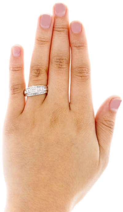 Pre-owned Jfl Diamonds & Timepieces Diamant Verlobungsring 10k Weissgold Prinzessin & Rund Schliff Soliel 1/2 Tcw