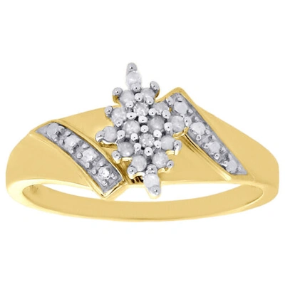 Pre-owned Jfl Diamonds & Timepieces 10k Gelbgold Diamant Marquise Cluster Damen Rechts Cocktail Ring 0.10 Karat