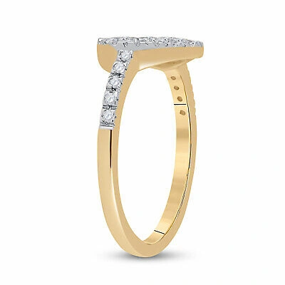 Pre-owned Markenlos 10kt Gelbgold Damen Rund Diamant Herz Ring 1/5 Cttw