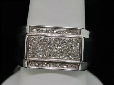 Pre-owned Jfl Diamonds & Timepieces Diamant Rosa Ring Herren .925 Sterling Silber Runde Pflastern Design 1/3 Tcw