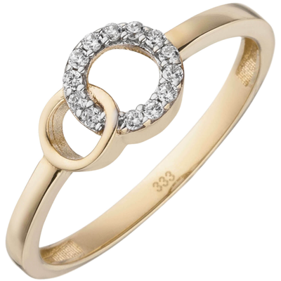 Pre-owned Schmuck-krone - Goldschmuck Ring Aus 333 Gold Gelbgold Bicolor Mit 13 Zirkonia Fingerring Damen