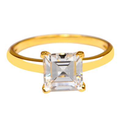 Pre-owned Vt Gems Solide 585er Gelbgold Quadrat Form 2,90 Karat Solitär Verlobung Ring