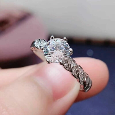 Pre-owned Hrb-exporte 2,20 Cts Runder Moissanite Diamant 925 Sterling Silber Schöner Ring Für...