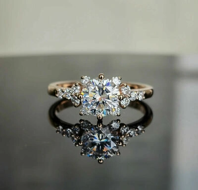 Pre-owned Hrb-exporte 2,30 Cts Runder Moissanite Diamant 925 Sterling Silber Exquisite Ring 4 Süsse