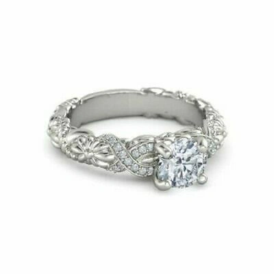 Pre-owned Hrb-exporte 2,20 Cts Runder Moissanite Diamant 925 Sterling Silber Schicker Ring Für...