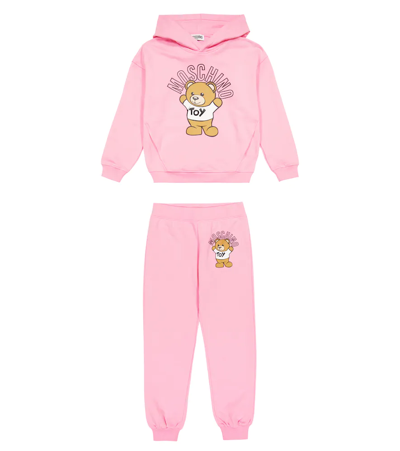 Shop Moschino Logo Hoodie And Sweatpants Set In Sweet Pink