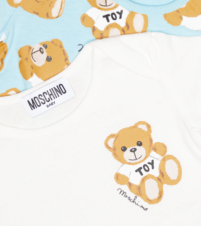 Shop Moschino Baby Set Of 2 Printed Bodysuits In Skyblue Toy Peluche
