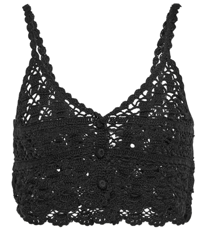 Shop Anna Kosturova Bianca Crochet Crop Top In Black