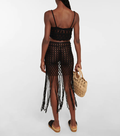 Shop Anna Kosturova Crochet Cotton Skirt In Black