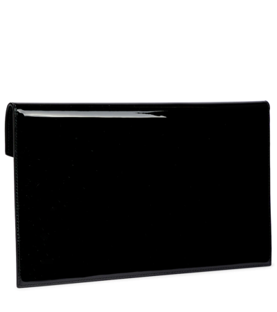 Saint Laurent Uptown Patent Leather Clutch In Nero