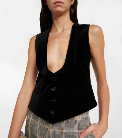 Shop Gucci Velvet And Satin Vest In Black