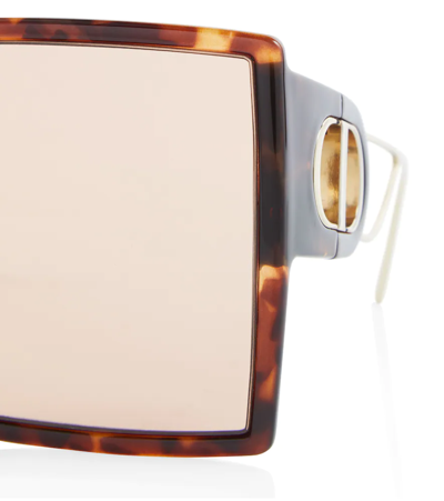 Shop Dior 30montaigne Su Oversized Sunglasses In Blonde Havana / Violet