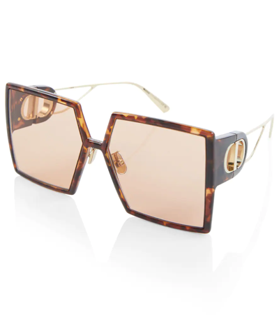 Shop Dior 30montaigne Su Oversized Sunglasses In Blonde Havana / Violet