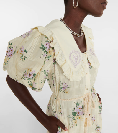 Shop Alemais Margot Floral Midi Dress In Cream