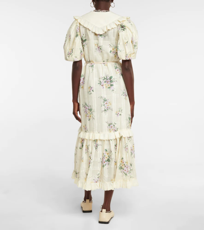 Shop Alemais Margot Floral Midi Dress In Cream