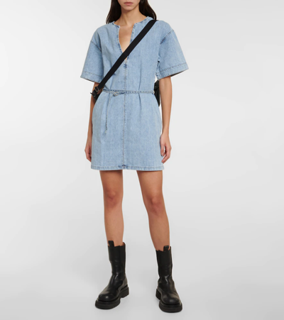 Frame Kaftan Denim Minidress In Breezy