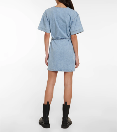 Frame Kaftan Denim Minidress In Breezy