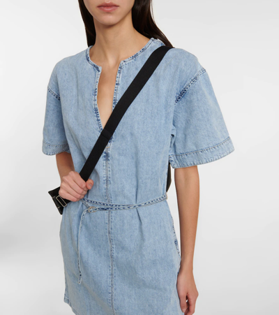 Frame Kaftan Denim Minidress In Breezy