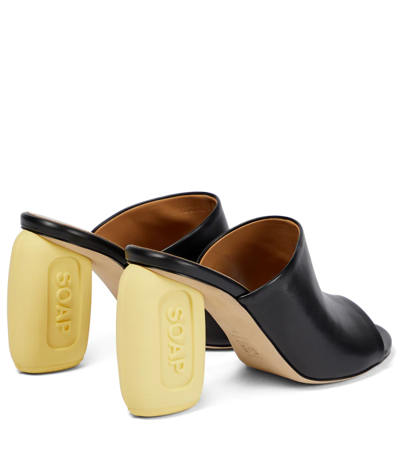 Shop Loewe Soap Leather Mules In Black/yellow