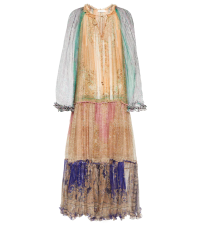 Shop Zimmermann Anneke Billow Printed Silk Georgette Midi Dress In Spliced