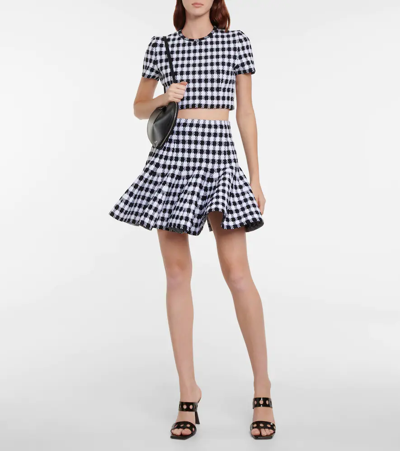 Shop Alaïa Checked Miniskirt In Black