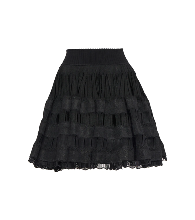 Alaïa Woman High Waist Black Fluid Short Skirt In Black
