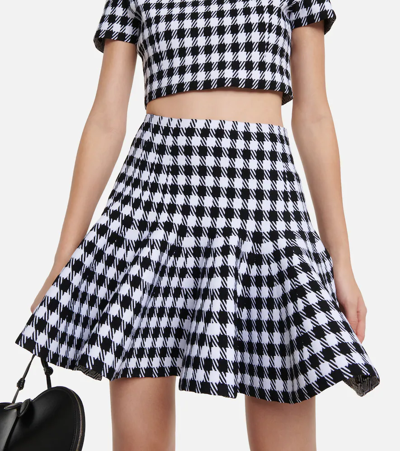 Shop Alaïa Checked Miniskirt In Black