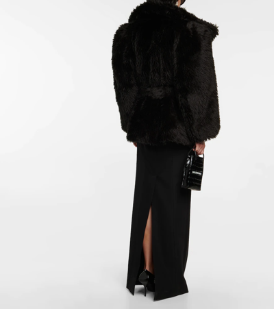 Shop Balenciaga Faux Fur Jacket In Black