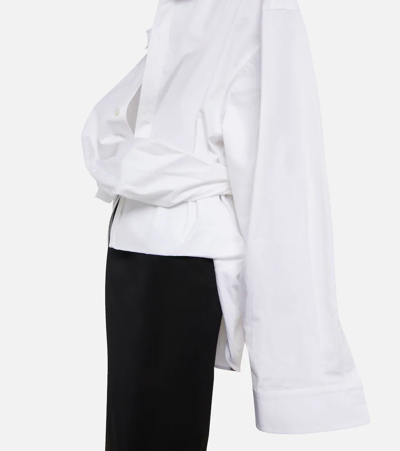 Shop Balenciaga Draped Cotton Shirt In White