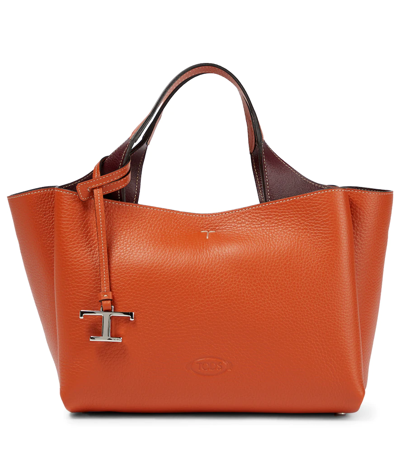 Shop Tod's Mini Leather Tote Bag In Potters Clay Bordeaux Sc