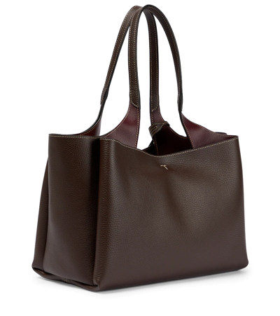 Shop Tod's Medium Leather Tote Bag In Marrone Afr Bordeaux Sc