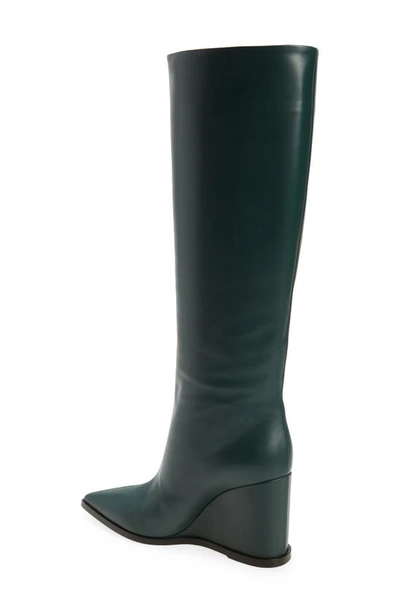 Shop Gianvito Rossi Wedge Knee High Tall Boot In Dark Green
