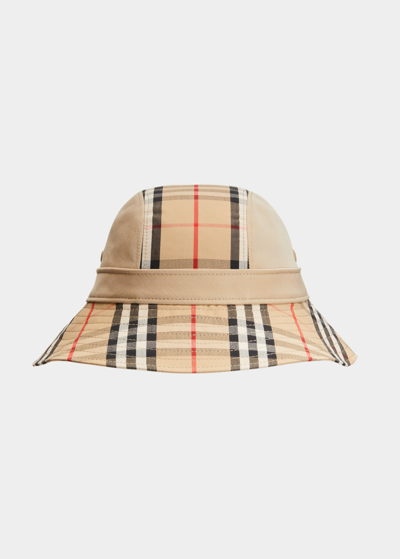 Shop Burberry Vintage Check Gabardine Bucket Hat In Honey Beige