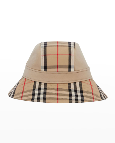 Shop Burberry Vintage Check Gabardine Bucket Hat In Honey Beige