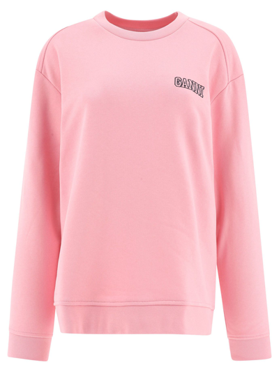 Shop Ganni Women's Pink Other Materials Sweatshirt