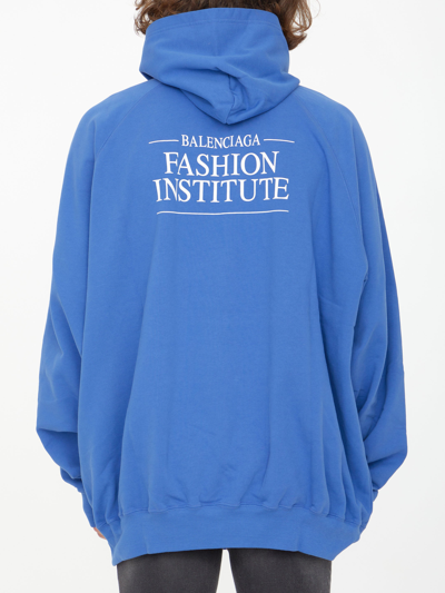 Shop Balenciaga Fashion Institute Hoodie In Blue