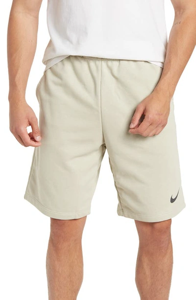 Shop Nike Dri-fit Fleece Shorts In Light Stone/ Black