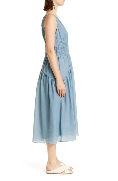 Shop Vince V-neck Sleeveless Dress In Lake