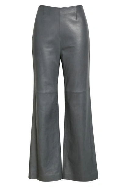 Rebecca Taylor Wide Leg Leather Pants In Charcoal