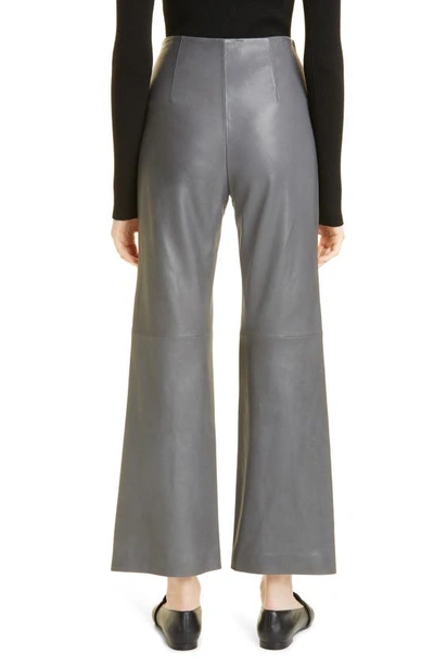 Rebecca Taylor Wide Leg Leather Pants In Charcoal