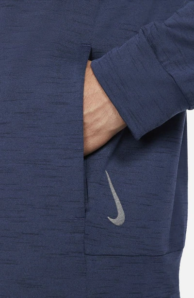 Shop Nike Yoga Dri-fit Zip-up Hoodie In Navy/ Obsidian/ Grey