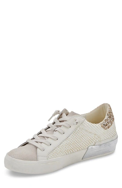 Shop Dolce Vita Zina Sneaker In Off White Embossed Leather