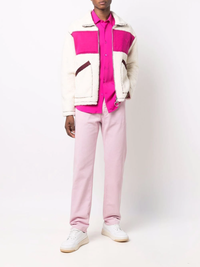 Shop Ami Alexandre Mattiussi Mid-rise Straight-leg Jeans In Pink