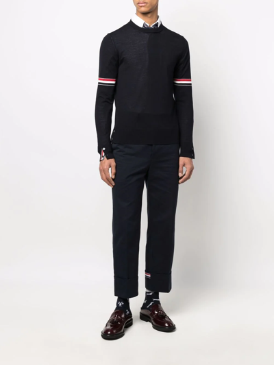 Shop Thom Browne Rwb Knitted Jumper In Blau