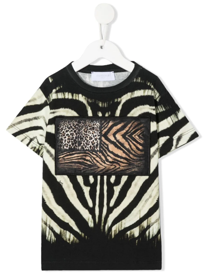 Shop Roberto Cavalli Junior Animal-print Stretch-cotton T-shirt In Neutrals