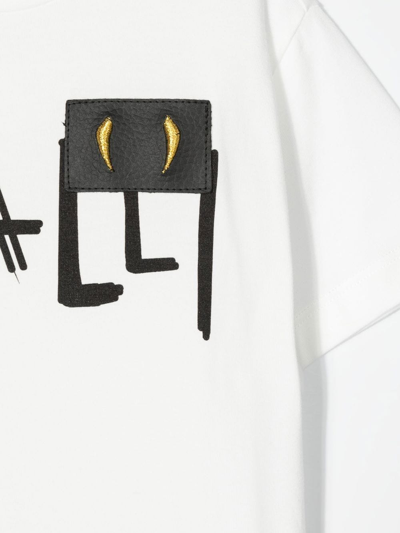 Shop Roberto Cavalli Junior Scribble Logo-print T-shirt In White