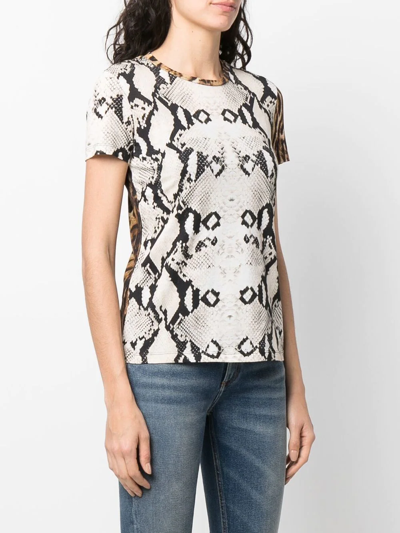 Shop Roberto Cavalli Panelled Animal-print T-shirt In Neutrals