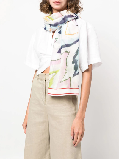 Shop Missoni Graphic-print Scarf In Weiss